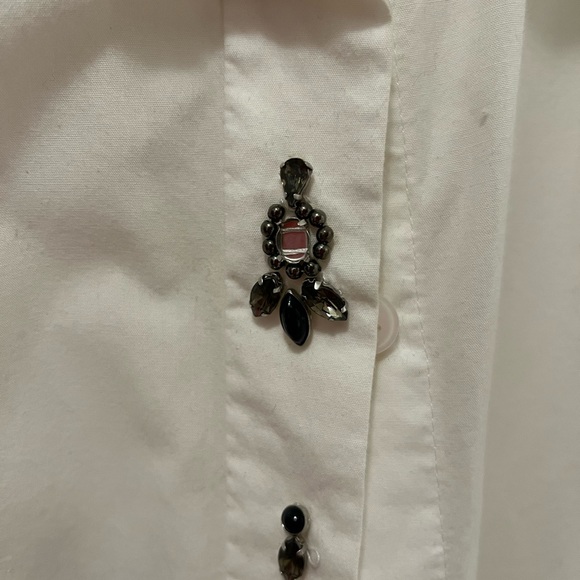 LOFT XS Softened button down with jewel detail - ivory color - Picture 2 of 4